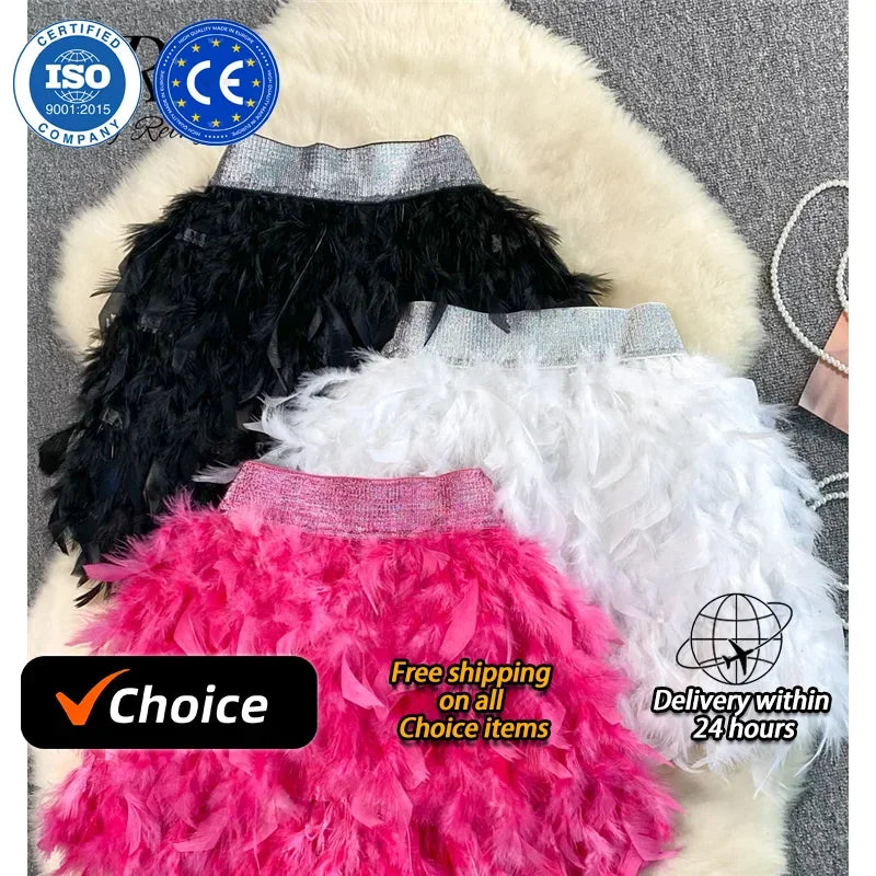 Maramalive™ Stunning Feather Splicing Mini Skirt: Fairy Style High-Quality Unique Ball Gown Skirt For Striking Statements