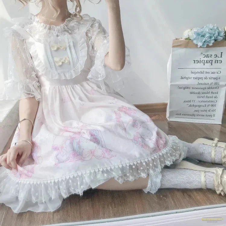 Maramalive™ Summer Women Skirt Lolita dress Sweet Straped Dresses Female Girls Lace Ruffle Cat Loli Kawaii Carnival Party