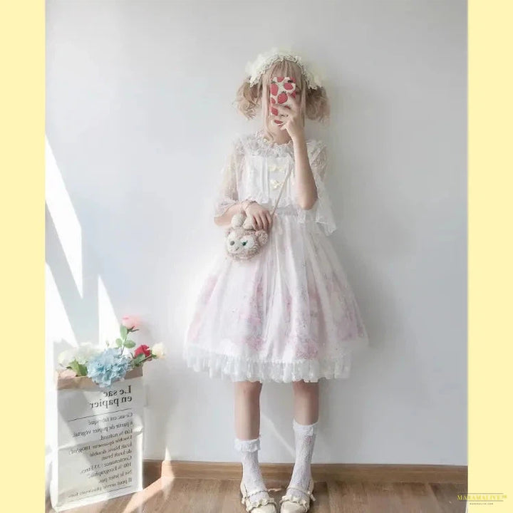 Maramalive™ Summer Women Skirt Lolita dress Sweet Straped Dresses Female Girls Lace Ruffle Cat Loli Kawaii Carnival Party