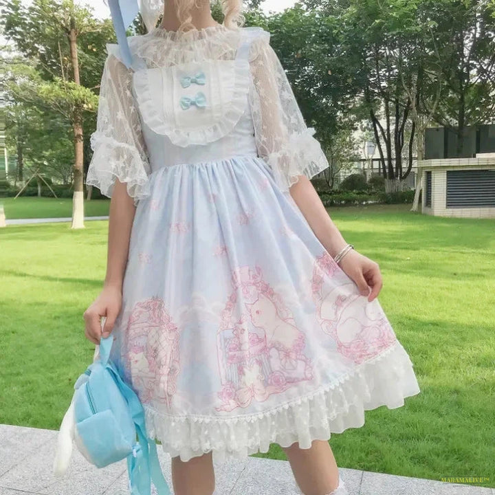 Maramalive™ Summer Women Skirt Lolita dress Sweet Straped Dresses Female Girls Lace Ruffle Cat Loli Kawaii Carnival Party