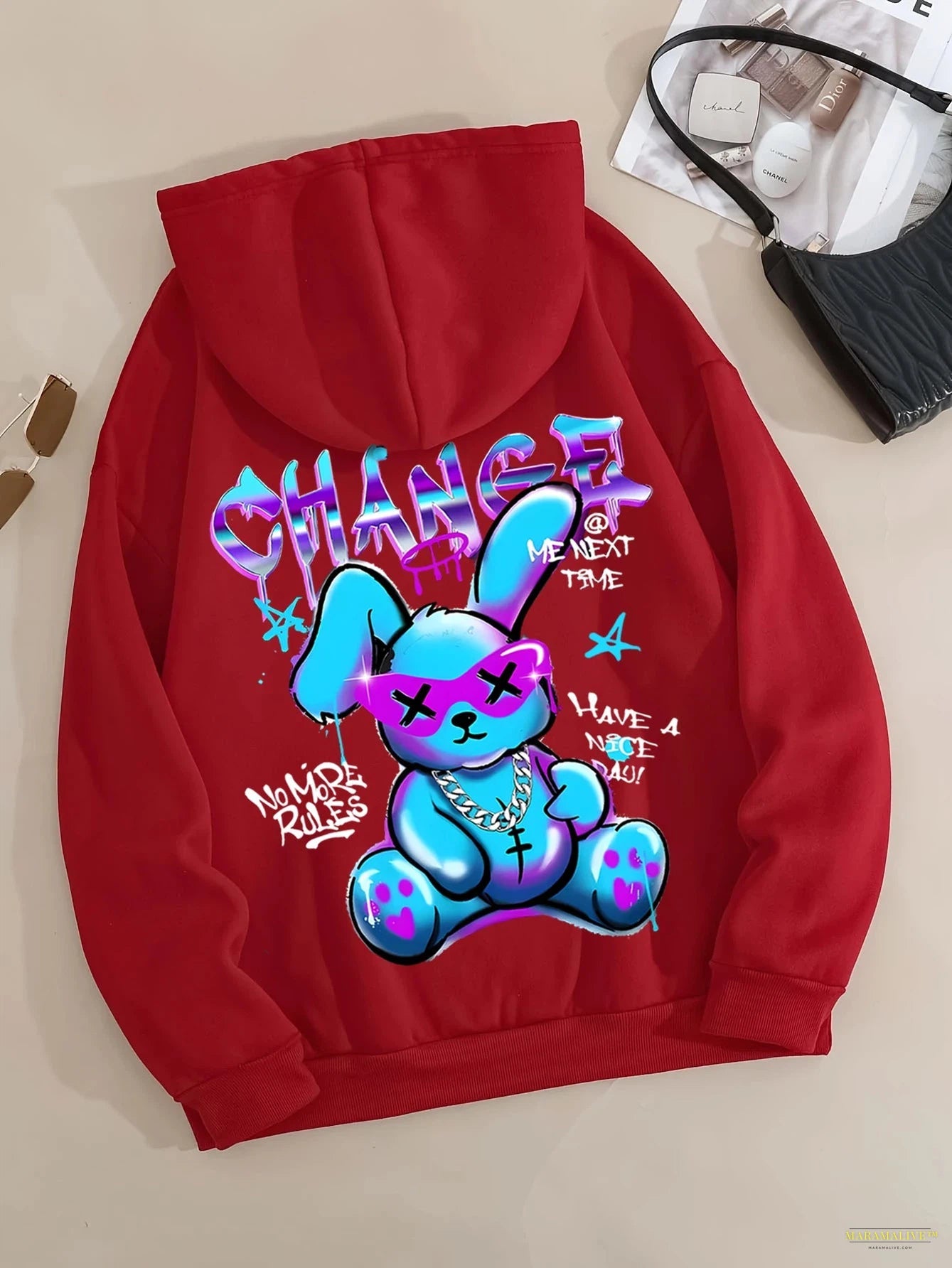 Maramalive™ Trendy Rabbit Cartoons Print Sweatshirt Female Fashion All-Match Street Hoody Crewneck Casual Hoodies Pullover Oversize Clothing