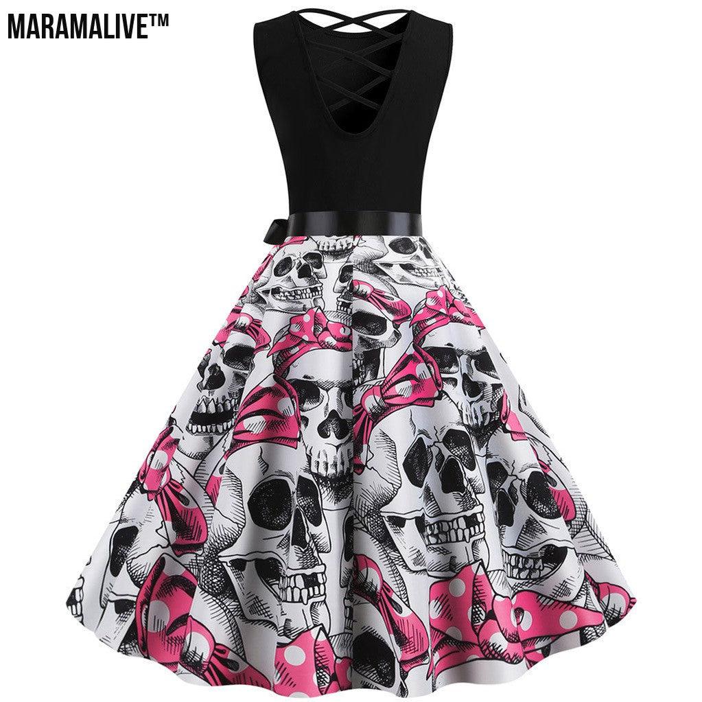 Maramalive™ Trick or Treat Temptress Halloween sleeveless print dress