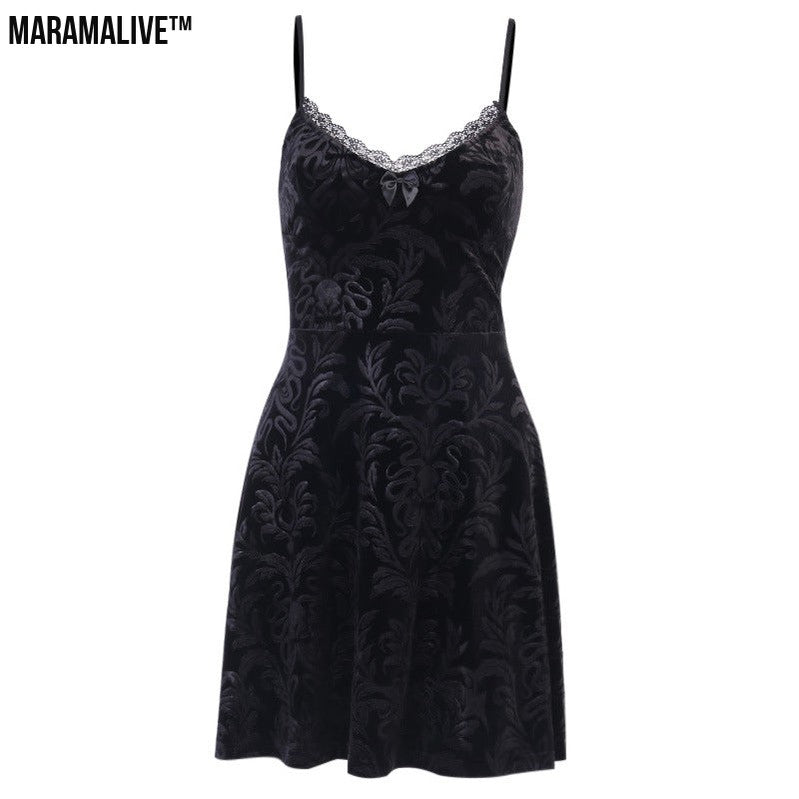 Maramalive™ Vintage Little Black Dress - Gothic Mini Dress with Straps