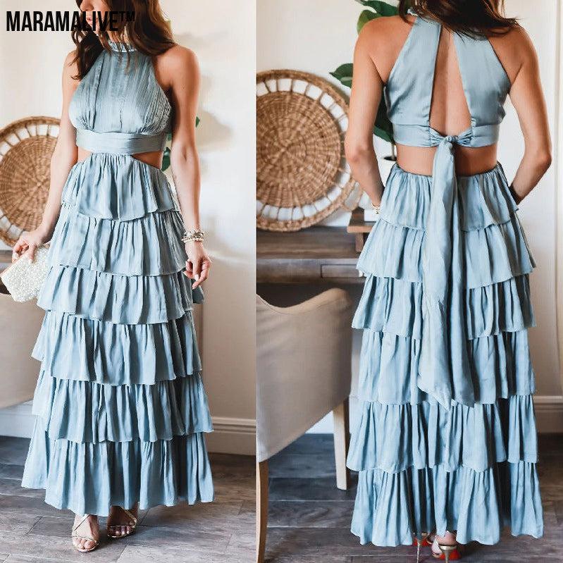 Maramalive™ Women Clothing Solid Color Patchwork Cake Dress