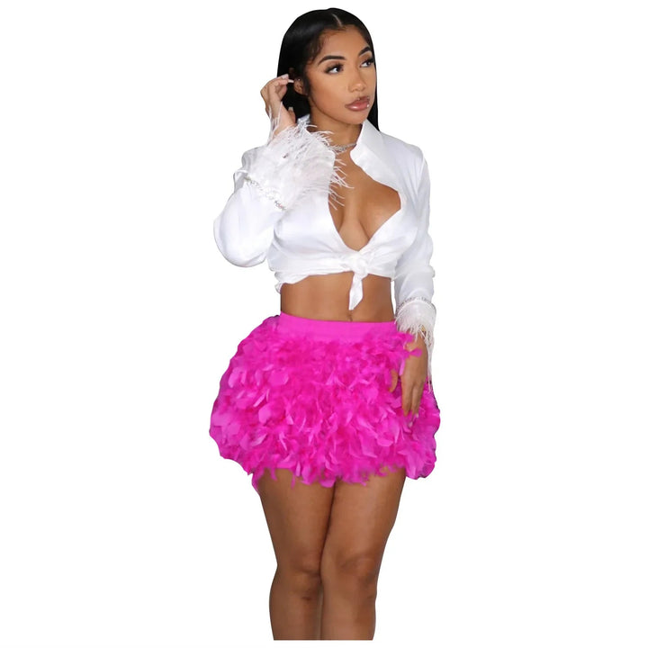 Maramalive™ Women's Feathered Mini Skirt: Eye-Catching Party and Costume Wear