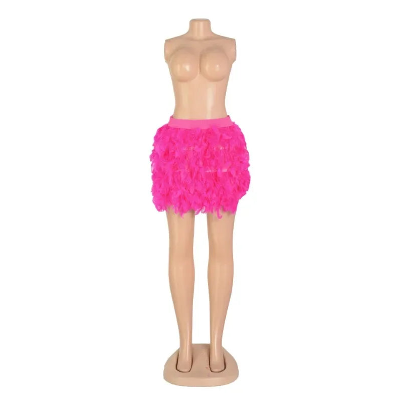 Maramalive™ Women's Feathered Mini Skirt: Eye-Catching Party and Costume Wear