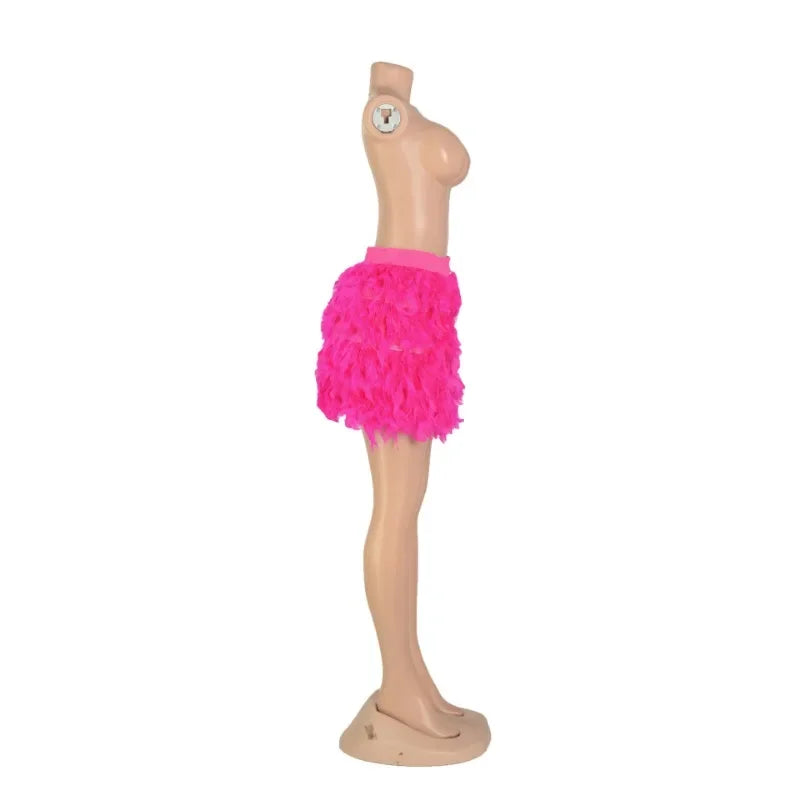 Maramalive™ Women's Feathered Mini Skirt: Eye-Catching Party and Costume Wear