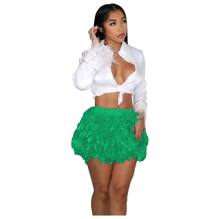 Maramalive™ Women's Feathered Mini Skirt: Eye-Catching Party and Costume Wear