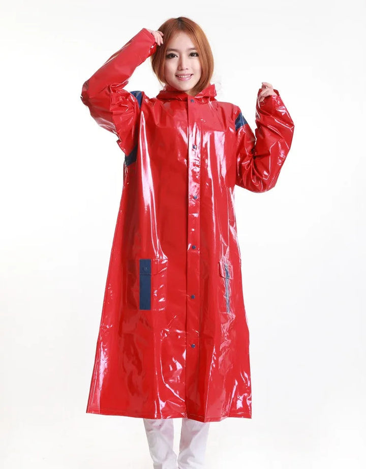 Maramalive™ Women's Trench Coat Long Red Silver Thick Super Big Trench Rain Coat Travel Winter Camping Rain Poncho Chubasquero Mujer