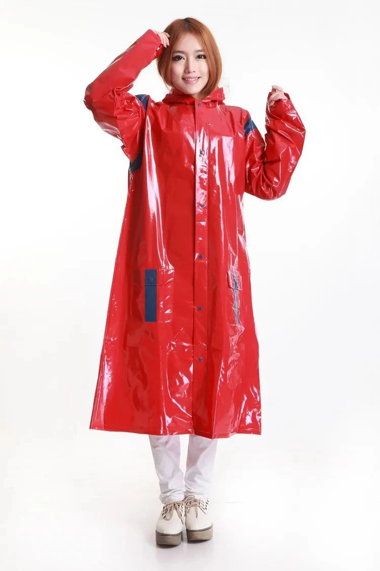 Maramalive™ Women's Trench Coat Long Red Silver Thick Super Big Trench Rain Coat Travel Winter Camping Rain Poncho Chubasquero Mujer