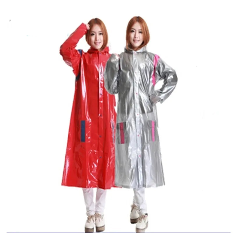 Maramalive™ Women's Trench Coat Long Red Silver Thick Super Big Trench Rain Coat Travel Winter Camping Rain Poncho Chubasquero Mujer