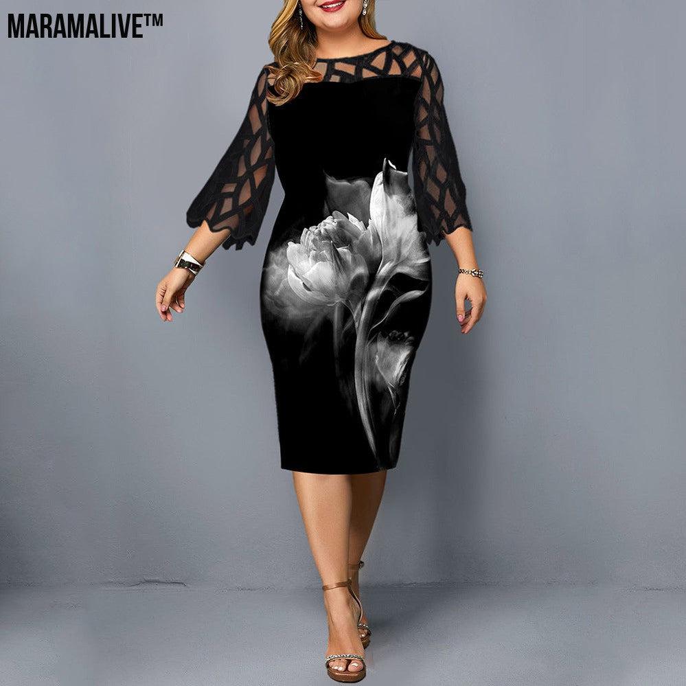 Maramalive™ Women's plus size rose print dress