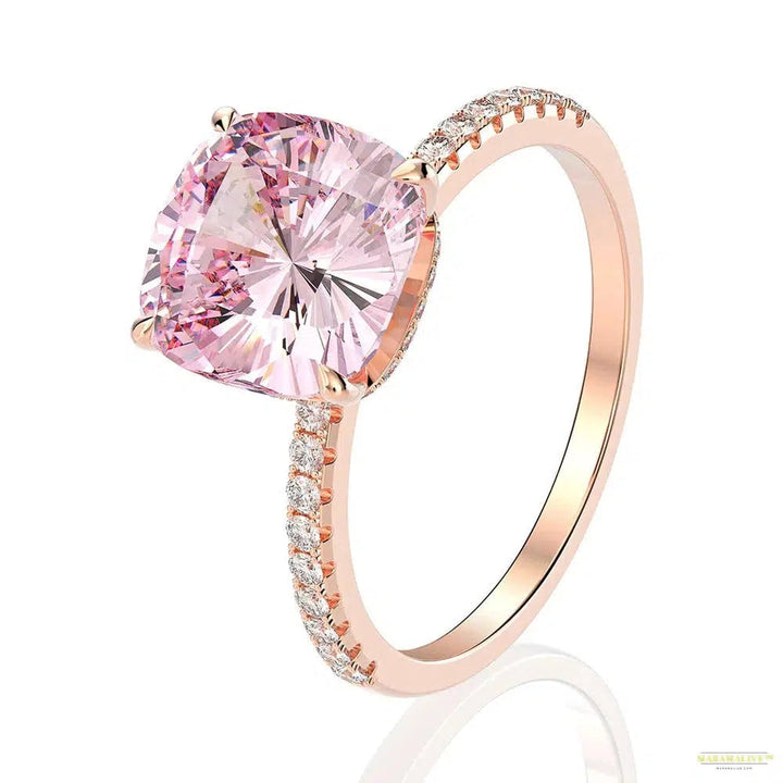 Maramalive™100% 925 Sterling Silver Created Moissanite Sapphire Gemstone Wedding Engagement Rose Gold Ring Fine Jewelry