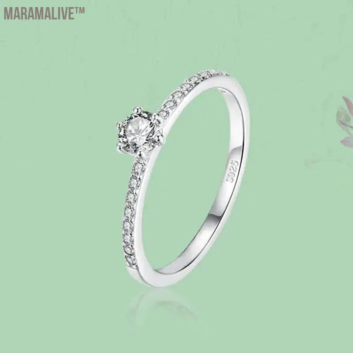 Maramalive™4.5mm S925 Sterling Silver Round Real Moissanite Rings For Women Girls Cassic Wedding Statement Fine Jewelry Gift