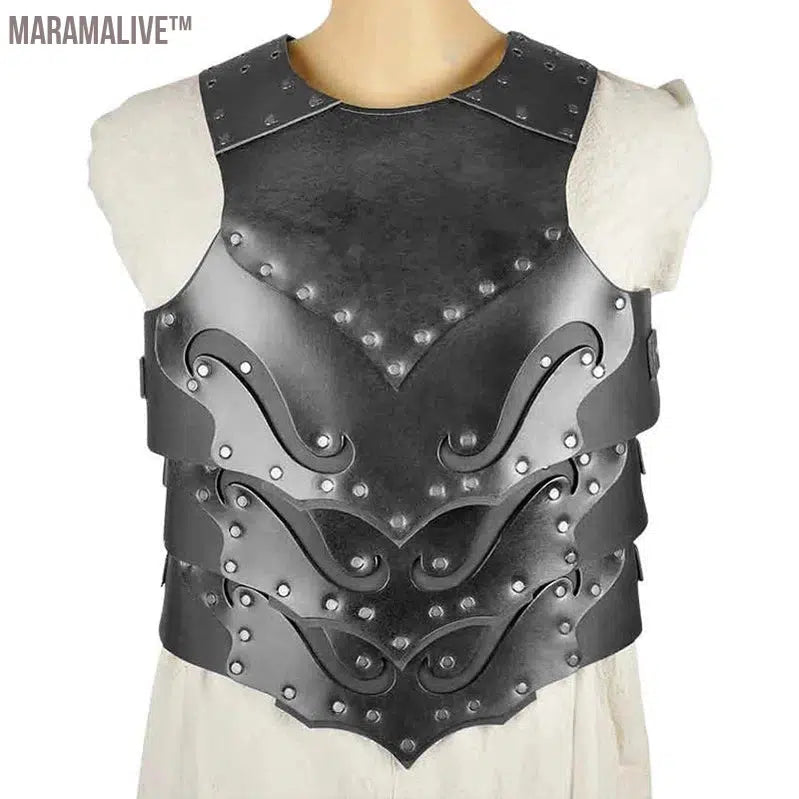 Medieval Dark Elf Chest Armor Vest Viking Knight Gladiator Pirate PU Leather Cuirass Cosplay Costume Outfit Breastplate For Men