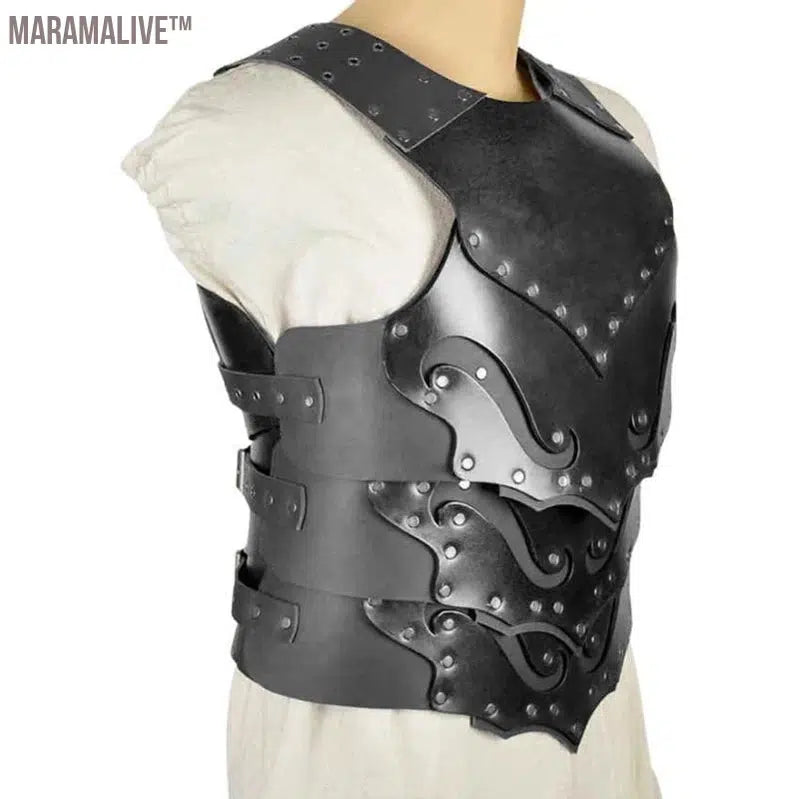 Medieval Dark Elf Chest Armor Vest Viking Knight Gladiator Pirate PU Leather Cuirass Cosplay Costume Outfit Breastplate For Men