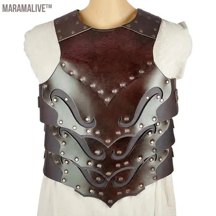 Medieval Dark Elf Chest Armor Vest Viking Knight Gladiator Pirate PU Leather Cuirass Cosplay Costume Outfit Breastplate For Men