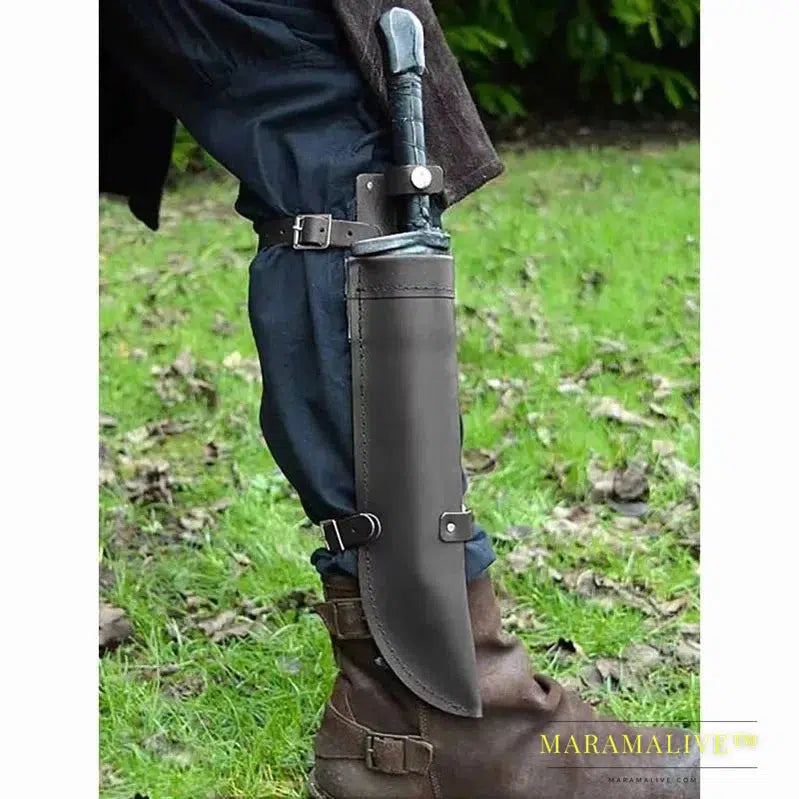 Medieval Hidden Dagger Scabbard PU Leather Sword Sheath Knife Holder Men Pirate Warrior Costume Accessory Leg Poniard For Larp