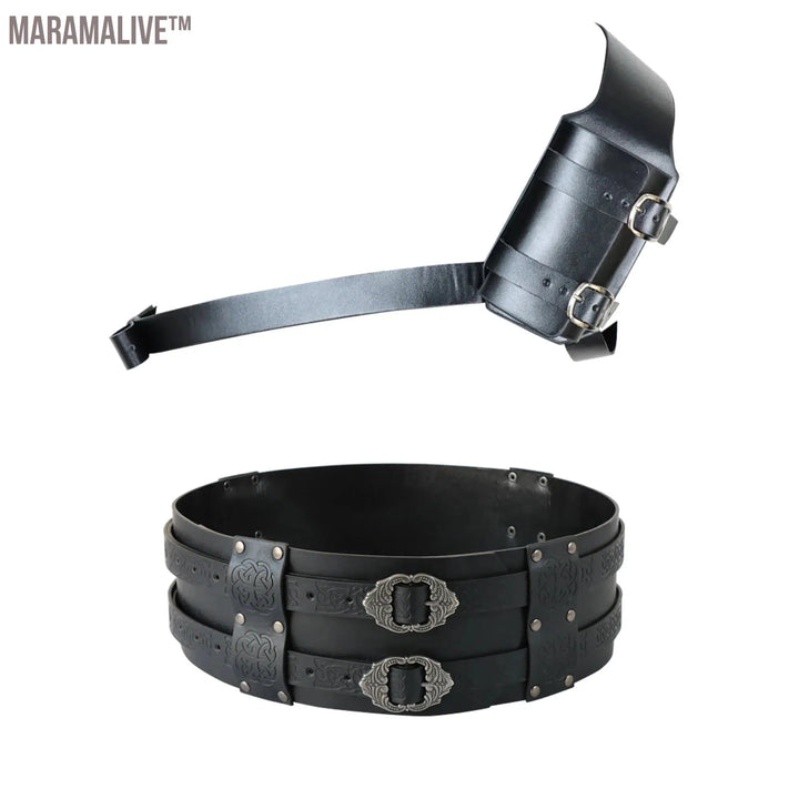 Medieval Knight Clothing Accessories Set Belt Viking Sheath Renaissance Knight Belt Retro Scabbard Wristband Cosplay Props