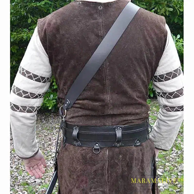 Medieval Knight Shoulder Belt Sword Holder Viking Scabbard Holster PU Leather Weapon Hanger Sheath Frog Larp Costume Props Sling