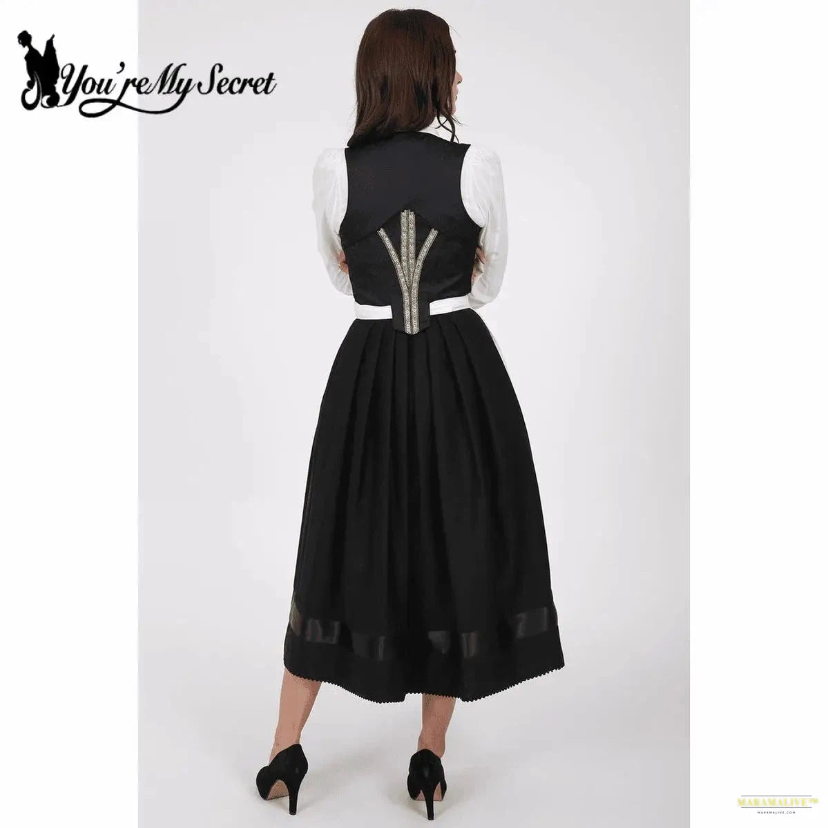 Medieval Lace-Up Oktoberfest Dress with Apron Festival Traditional Bavarian Beer Costumes German Party Dress