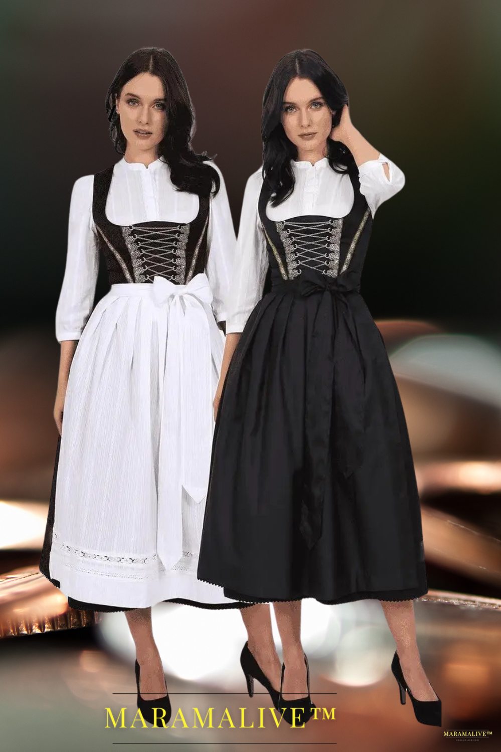 Medieval Lace-Up Oktoberfest Dress with Apron Festival Traditional Bavarian Beer Costumes German Party Dress