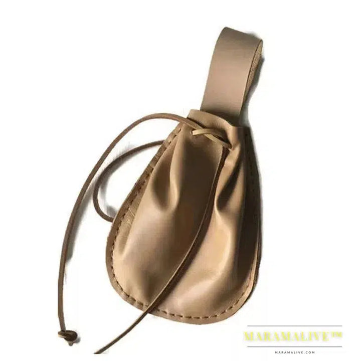 Medieval Leather Belt Drawstring Coin Pouch Medicine Tobacco Bag Renaissance Reenactment Costume Accessory LARP Waist Coin Purse