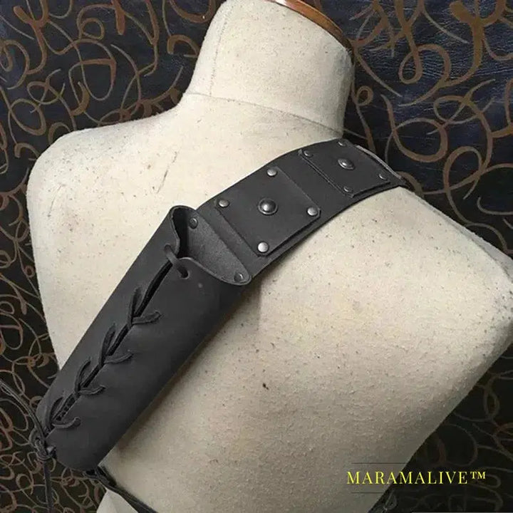 Medieval PU Leather Sword Shoulder Back Scabbard For Adult Men Women Larp Cosplay Viking Warrior Costume