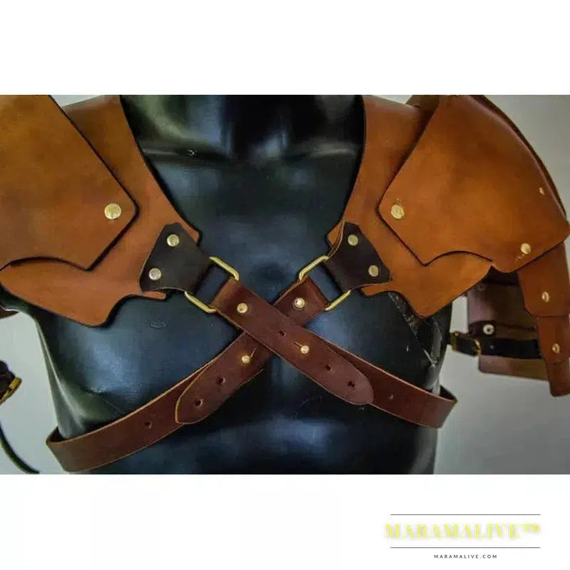 Medieval Renaissance Steampunk PU Leather Shoulder For Men Women Larp Cosplay Viking Warrior Gladiator Knight Samurai Armor