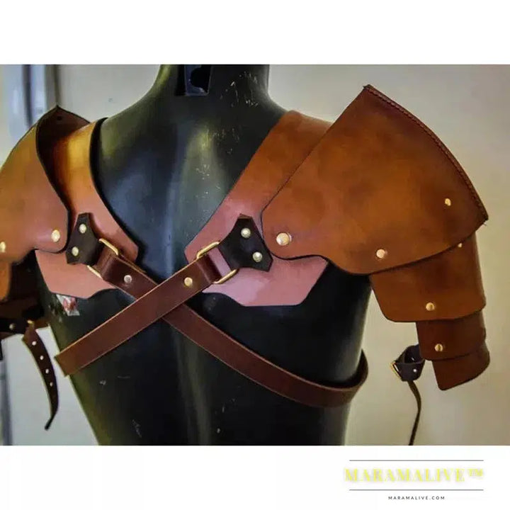 Medieval Renaissance Steampunk PU Leather Shoulder For Men Women Larp Cosplay Viking Warrior Gladiator Knight Samurai Armor