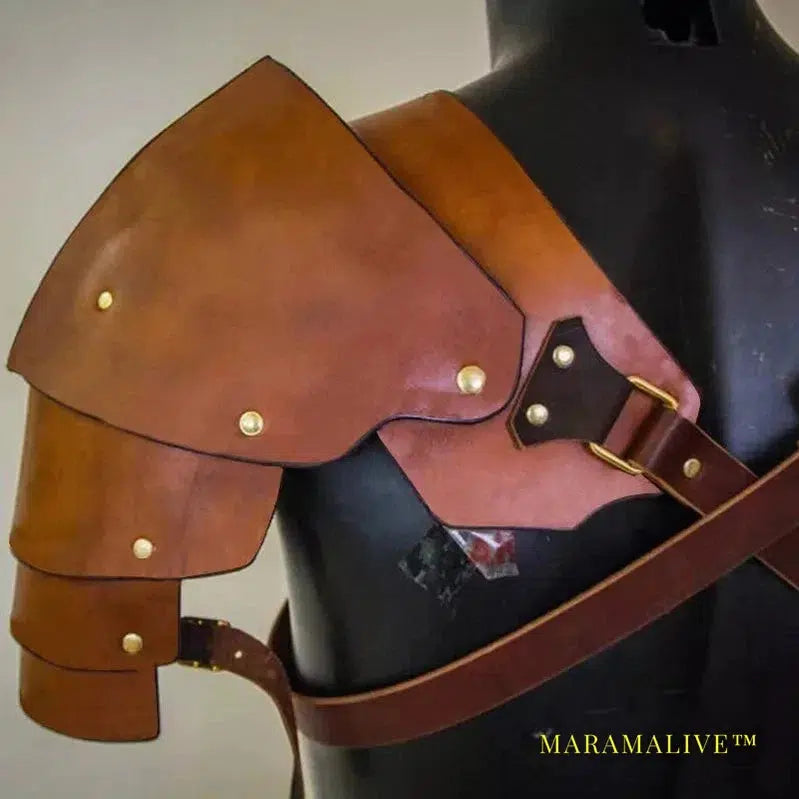 Medieval Renaissance Steampunk PU Leather Shoulder For Men Women Larp Cosplay Viking Warrior Gladiator Knight Samurai Armor