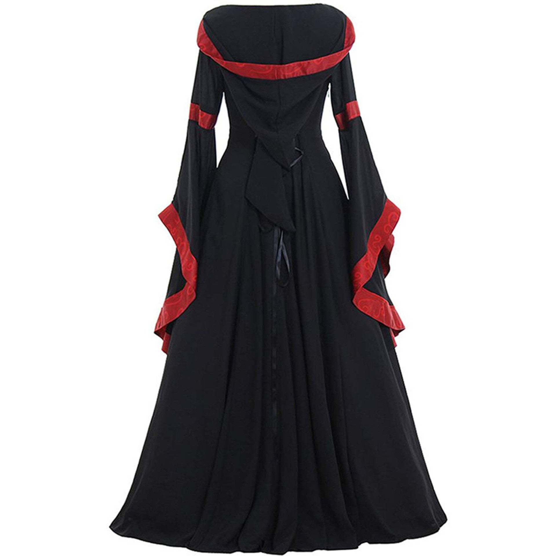 Medieval Retro Hooded Square Neck Tie Dress