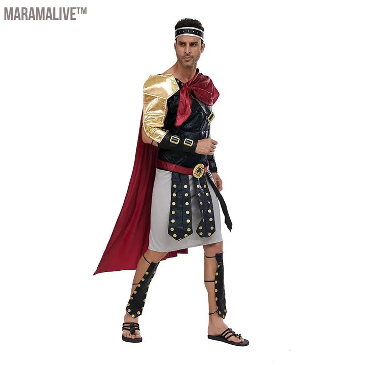 Medieval Roman Warrior Costume Men's Halloween Costumes Spartan Soldier Gladiator Cosplay Outfit Carnival Party Dress Up