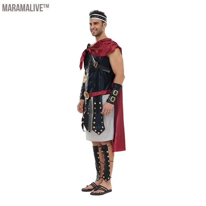 Medieval Roman Warrior Costume Men's Halloween Costumes Spartan Soldier Gladiator Cosplay Outfit Carnival Party Dress Up