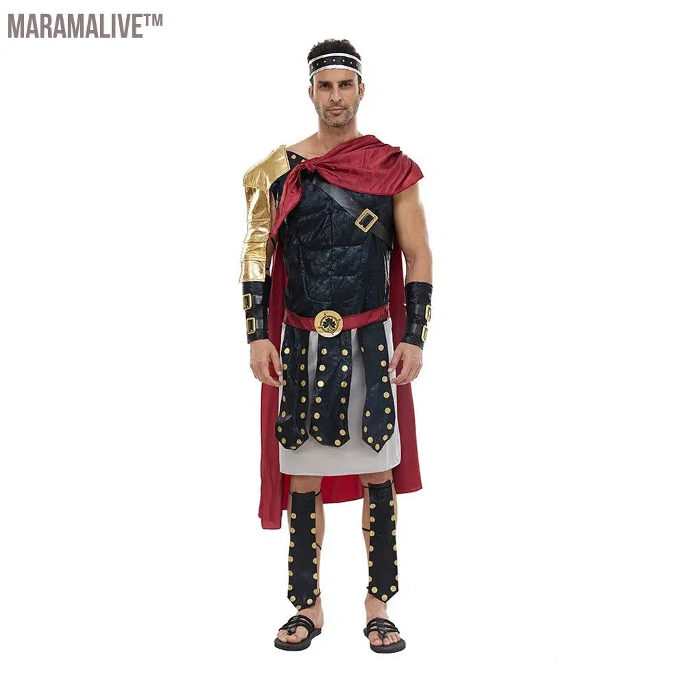 Medieval Roman Warrior Costume Men's Halloween Costumes Spartan Soldier Gladiator Cosplay Outfit Carnival Party Dress Up