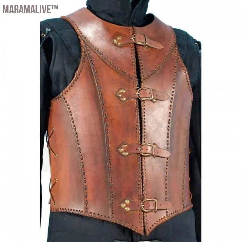 Medieval Steampunk Doublet Coat Leather Vest Armor Viking Jerkin Outfit Larp Warrior Pirate Knight Cosplay Costume For Men Women