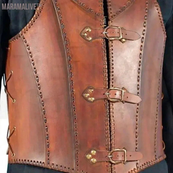 Medieval Steampunk Doublet Coat Leather Vest Armor Viking Jerkin Outfit Larp Warrior Pirate Knight Cosplay Costume For Men Women