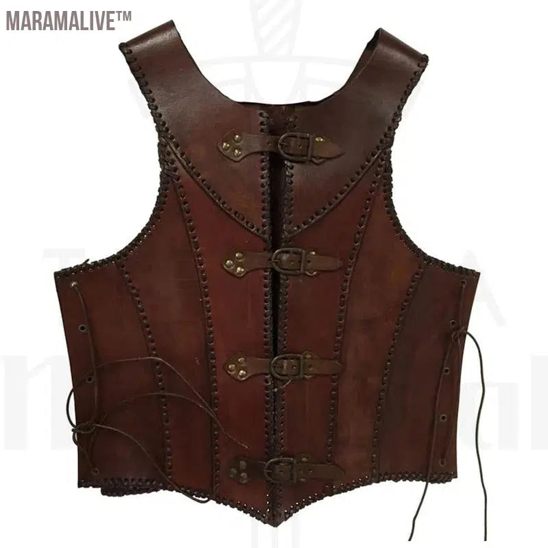 Medieval Steampunk Doublet Coat Leather Vest Armor Viking Jerkin Outfit Larp Warrior Pirate Knight Cosplay Costume For Men Women