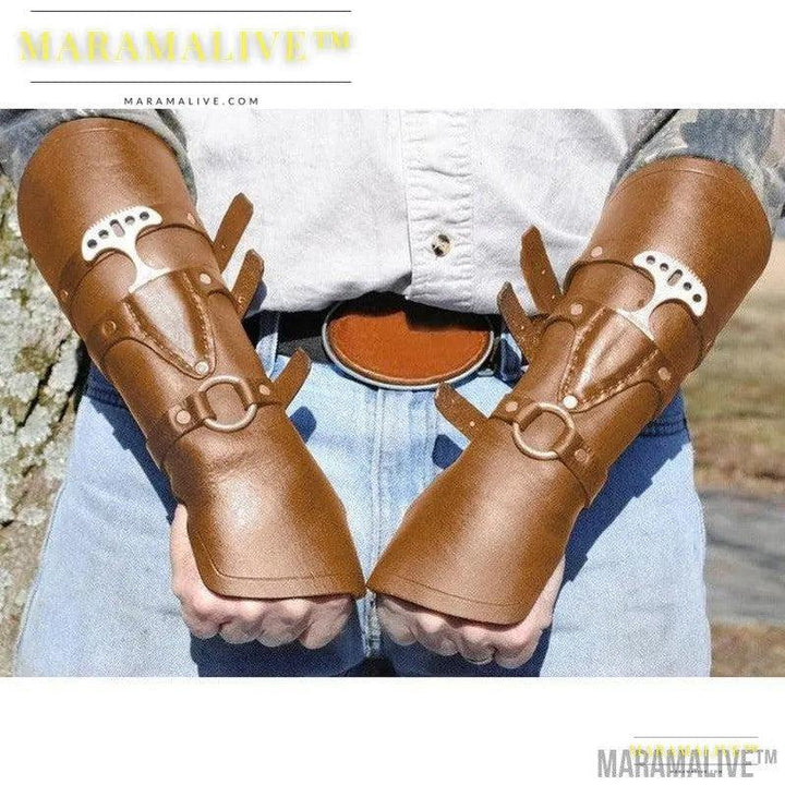 Medieval Steampunk Men's Vintage Rivet Buckle Strap Gloves