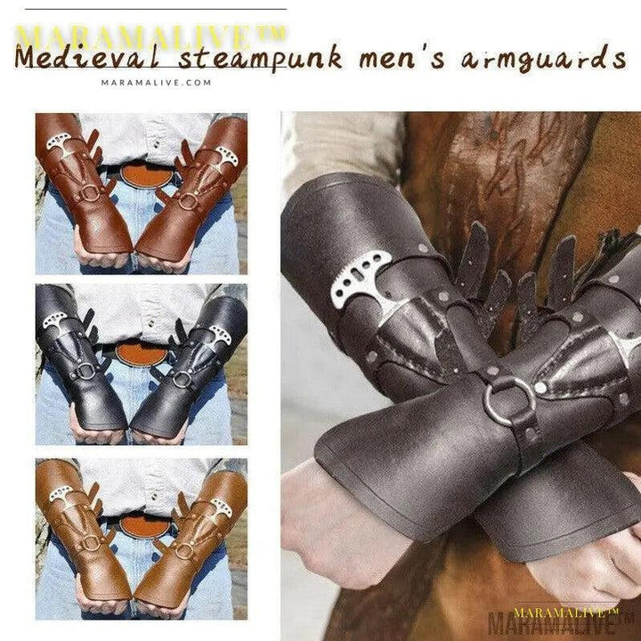 Medieval Steampunk Men's Vintage Rivet Buckle Strap Gloves