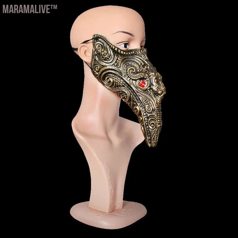 Medieval Steampunk Plague Doctor Bird Mask Resin Punk Cosplay Masks Birds Beak Long Nose Mask Adult Halloween Event Cosplay Prop