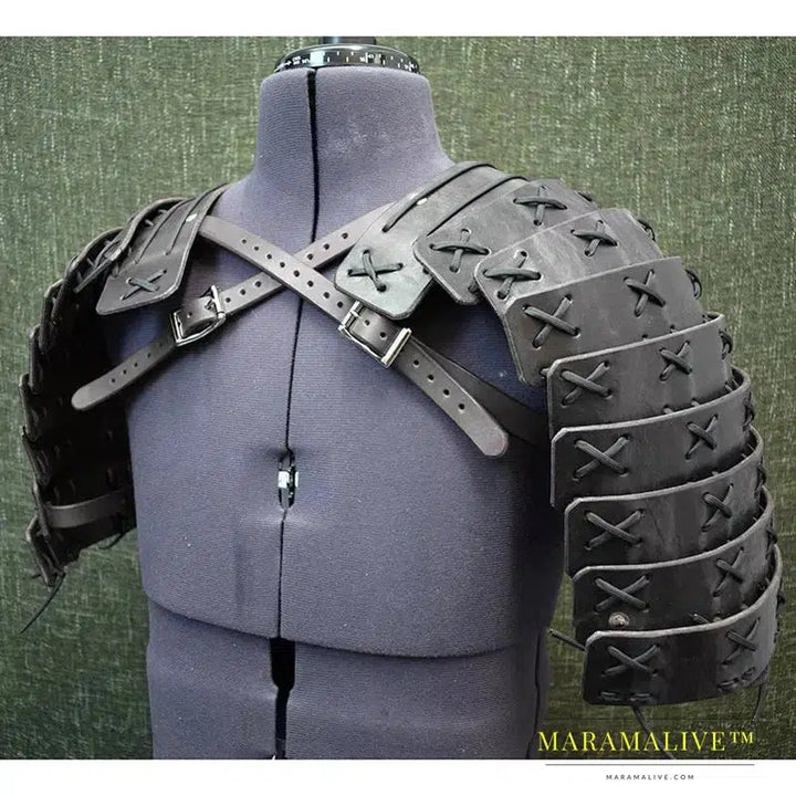 Medieval Steampunk Ronin Samurai Shoulder Armor Viking Knight Pirate Cosplay Accessory Leather Belt Pauldrons Costume For Larp