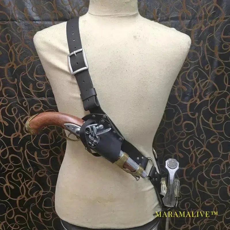 Medieval Sword Belt Waist Sheath Scabbard Holder PU Viking Knight Battle Costume Rapier Ring Sholder Strap Larp Cosplay Props