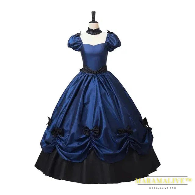 Medieval Victorian Lolita Dresses Bowknot Adjustable Court Dresses Victorian Gothic Retro Ball Dress For Christmas Halloween