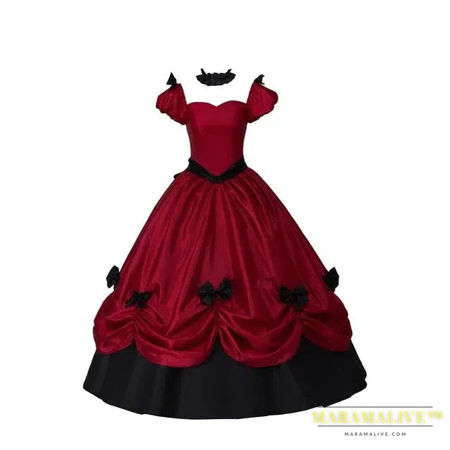 Medieval Victorian Lolita Dresses Bowknot Adjustable Court Dresses Victorian Gothic Retro Ball Dress For Christmas Halloween