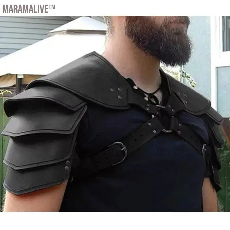 Medieval Viking Gladiator Warrior Leather Pauldrons Double Shoulder Armor Spaulders Samurai Knight Cosplay Costume Props For Men