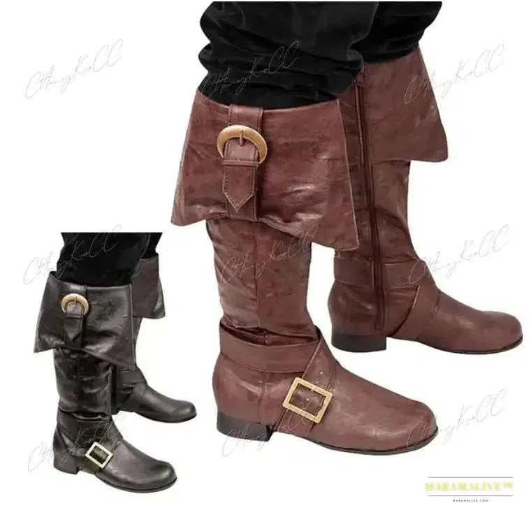 Medieval Viking Pirate Knight Boots - Unique Gothic Clubwear, High Heel Party Footwear