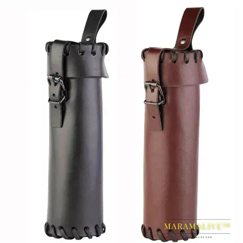 Medieval Viking Pirate Water Bottle Holder Beer Holster Magic Scroll Map Case Messenger Poet Cosplay Costume LARP Belt Accessory