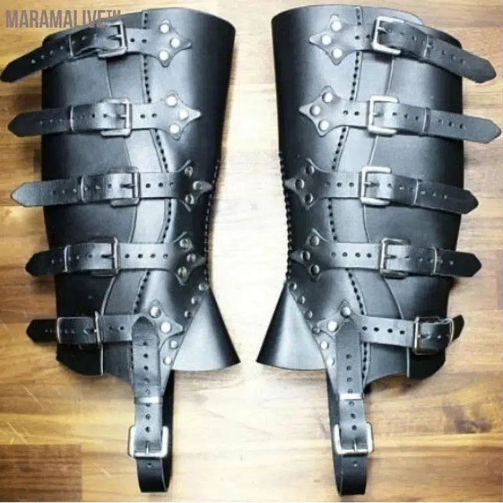 Medieval halloween Warrior Knight Leather Leg Armor Greaves Boots Shoes Cover For Men Women Larp Renaissance Cosplay Costume