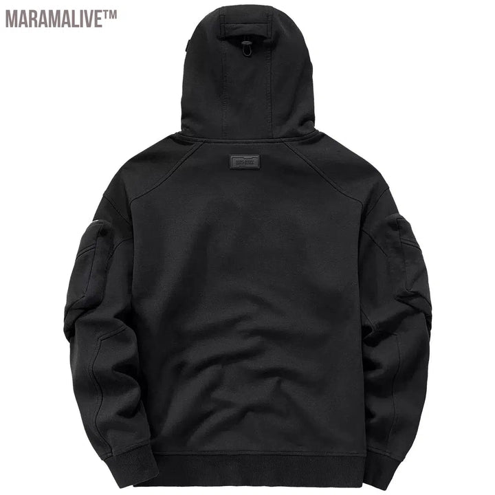 Men Functional Hoodies Streetwear 2022 Harajuku Double Neckline Sweatshirt Pullover Men Fashion Hoodie Techwear Clothing